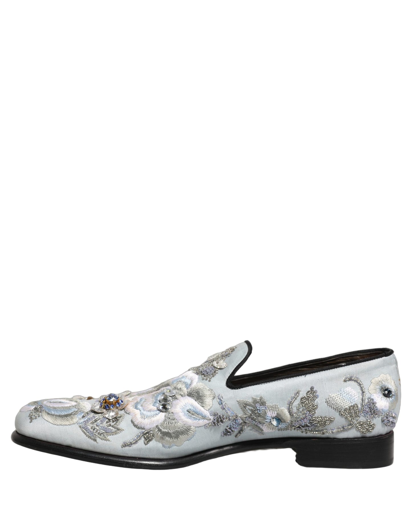 White Floral Embellished Men Loafers  Shoes