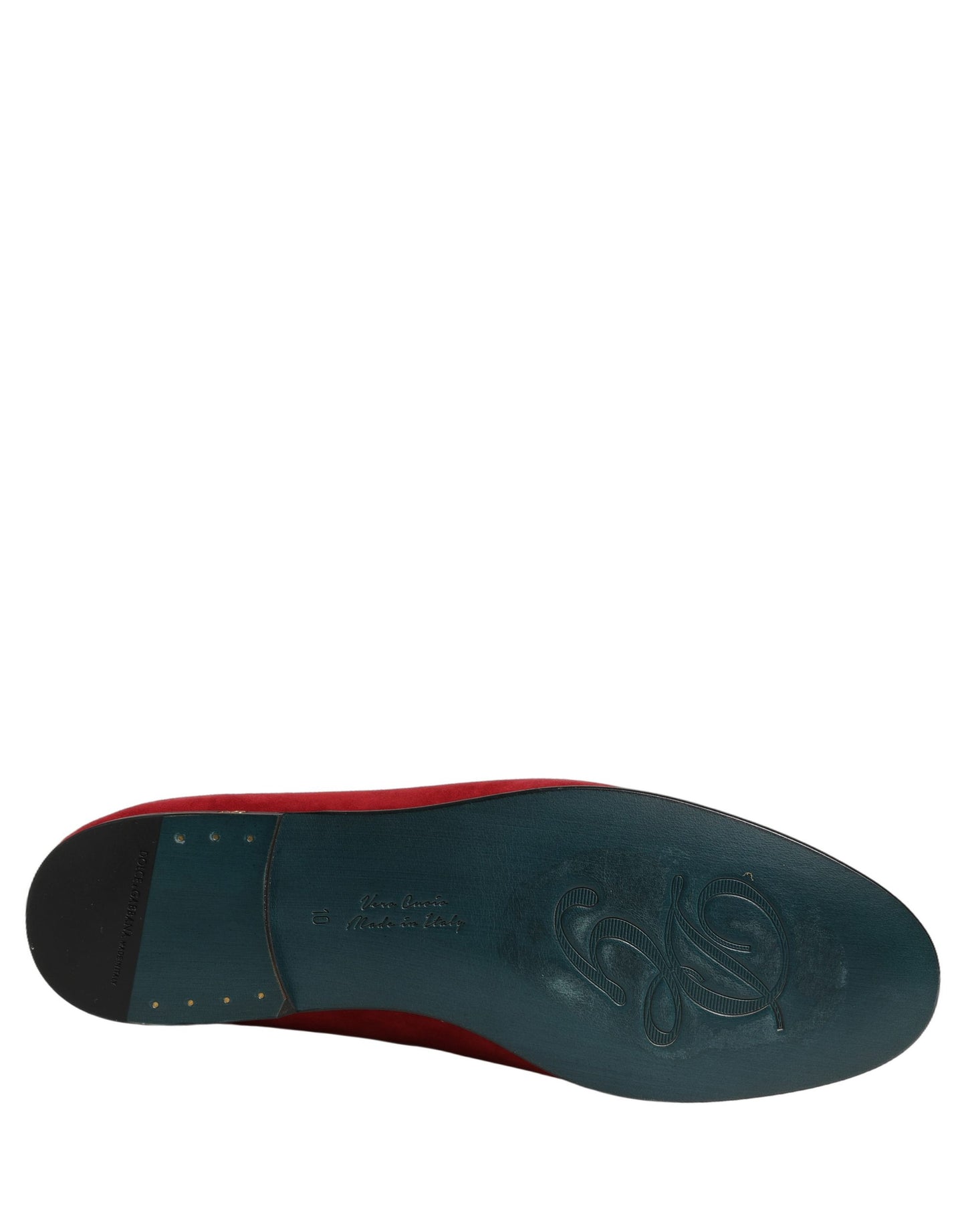 Red Suede Logo Slip On Flats Loafers Shoes