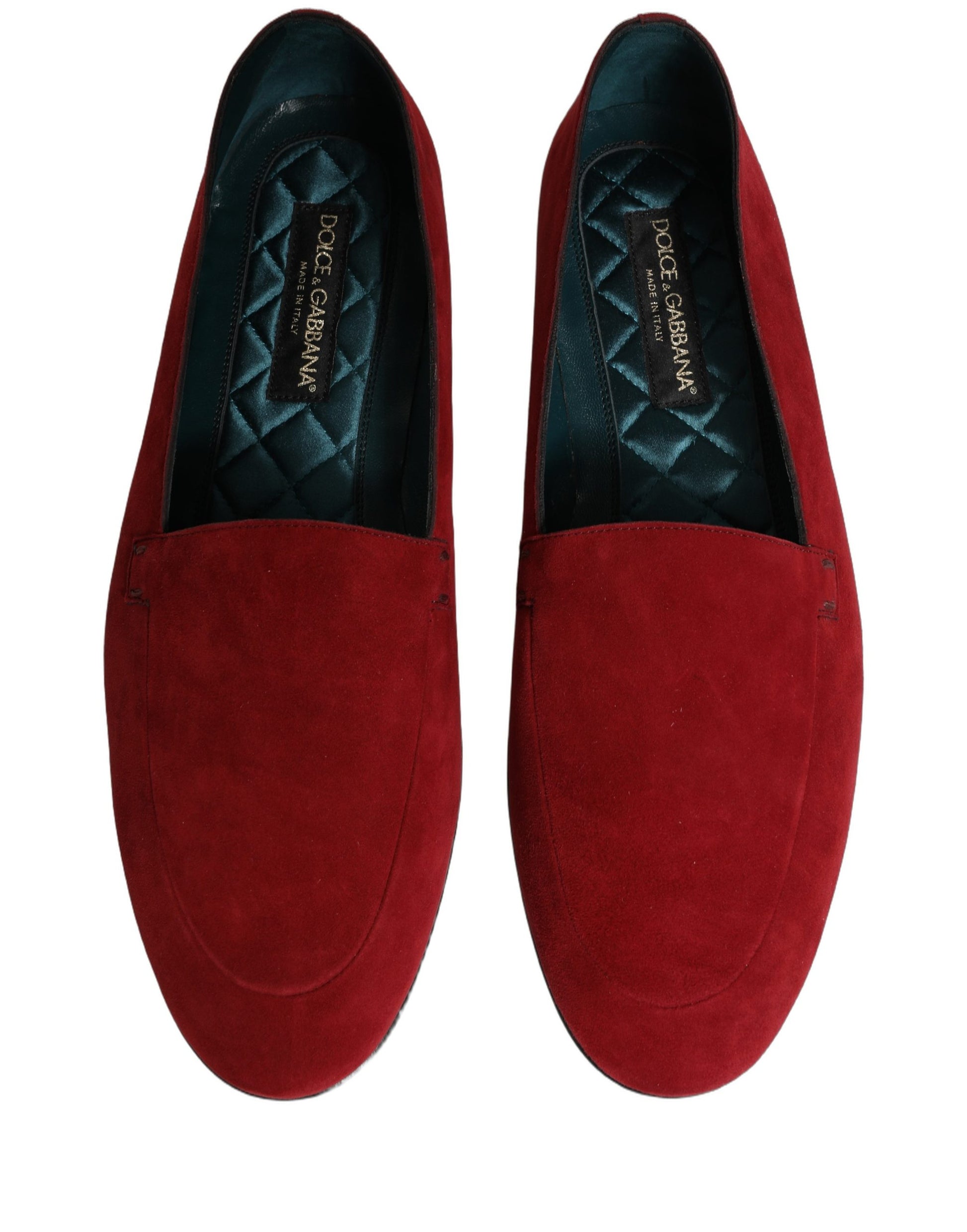 Red Suede Logo Slip On Flats Loafers Shoes