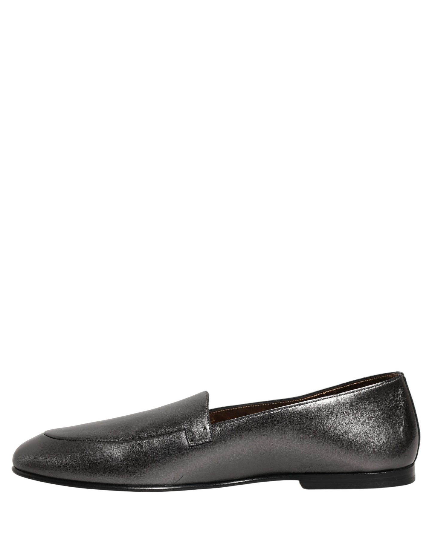 Silver Leather DG Logo Slip On Loafers Shoes