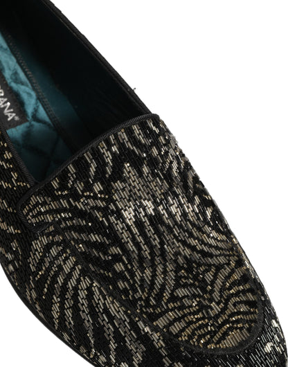 Black Silver Embellished Dress Loafers Shoes