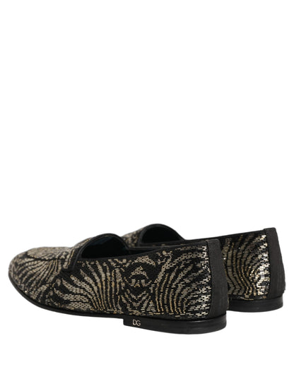 Black Silver Embellished Dress Loafers Shoes