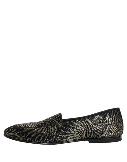Black Silver Embellished Dress Loafers Shoes