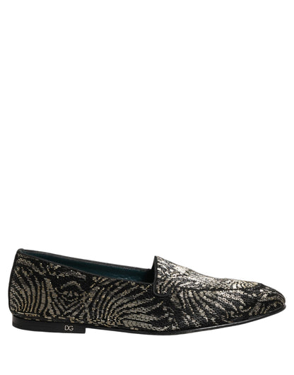 Black Silver Embellished Dress Loafers Shoes
