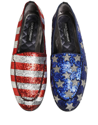 Multicolor Flag Sequin Dress Loafers Shoes