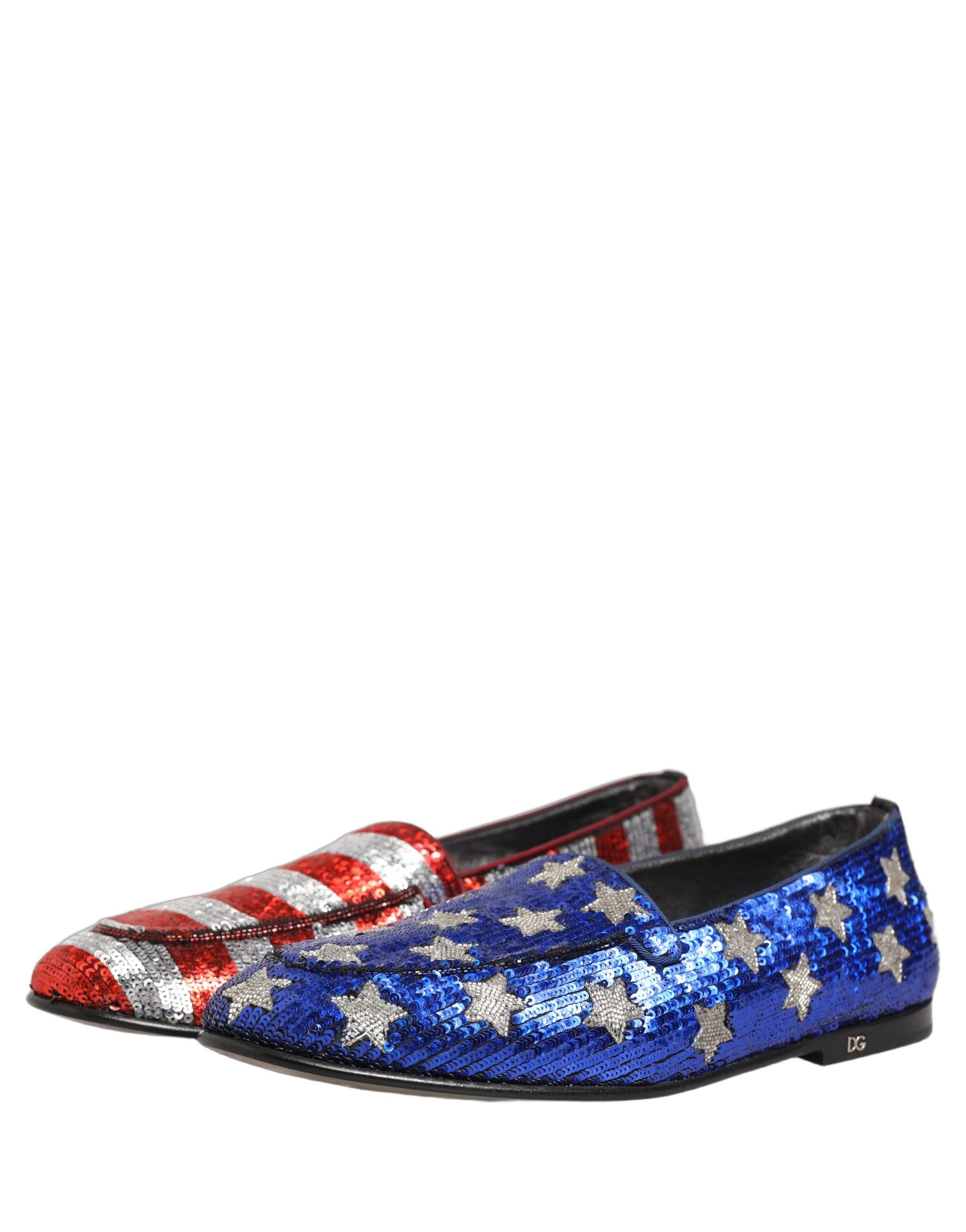 Multicolor Flag Sequin Dress Loafers Shoes