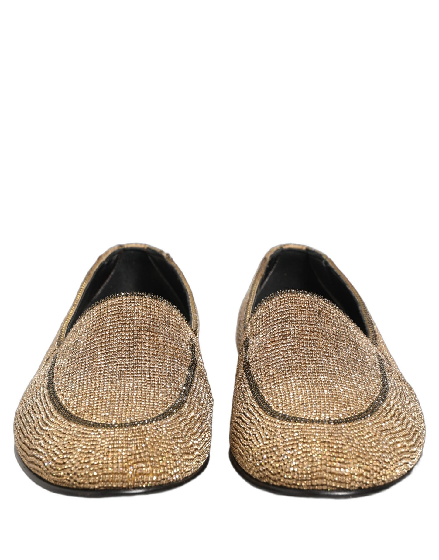 Gold Crystal Embellished Men Loafers Shoes