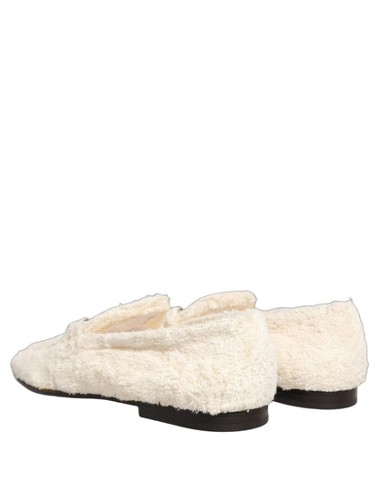 White Fur Shearling Men Dress Loafers Shoes
