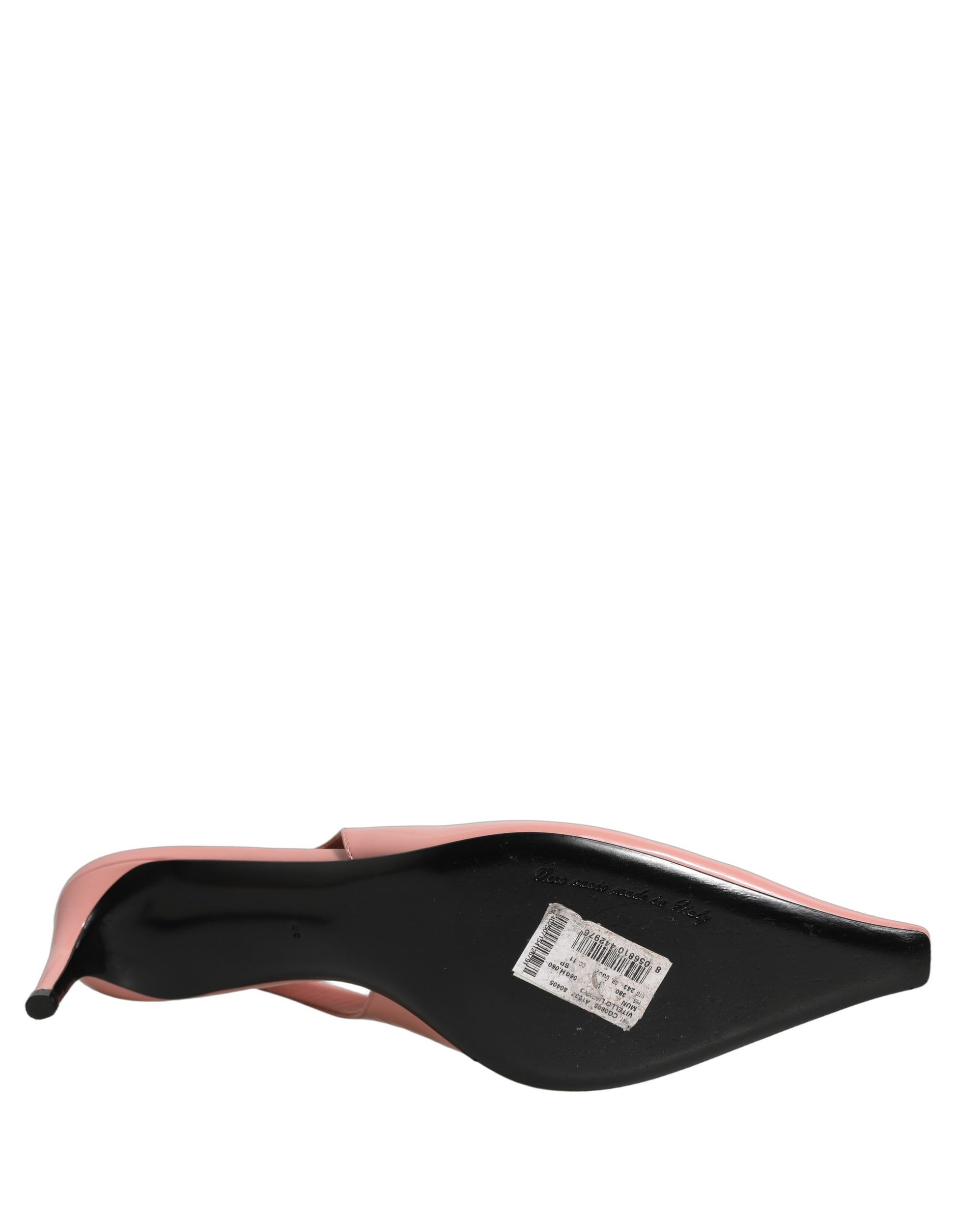 Pink Leather Mid Heels Slingbacks Shoes