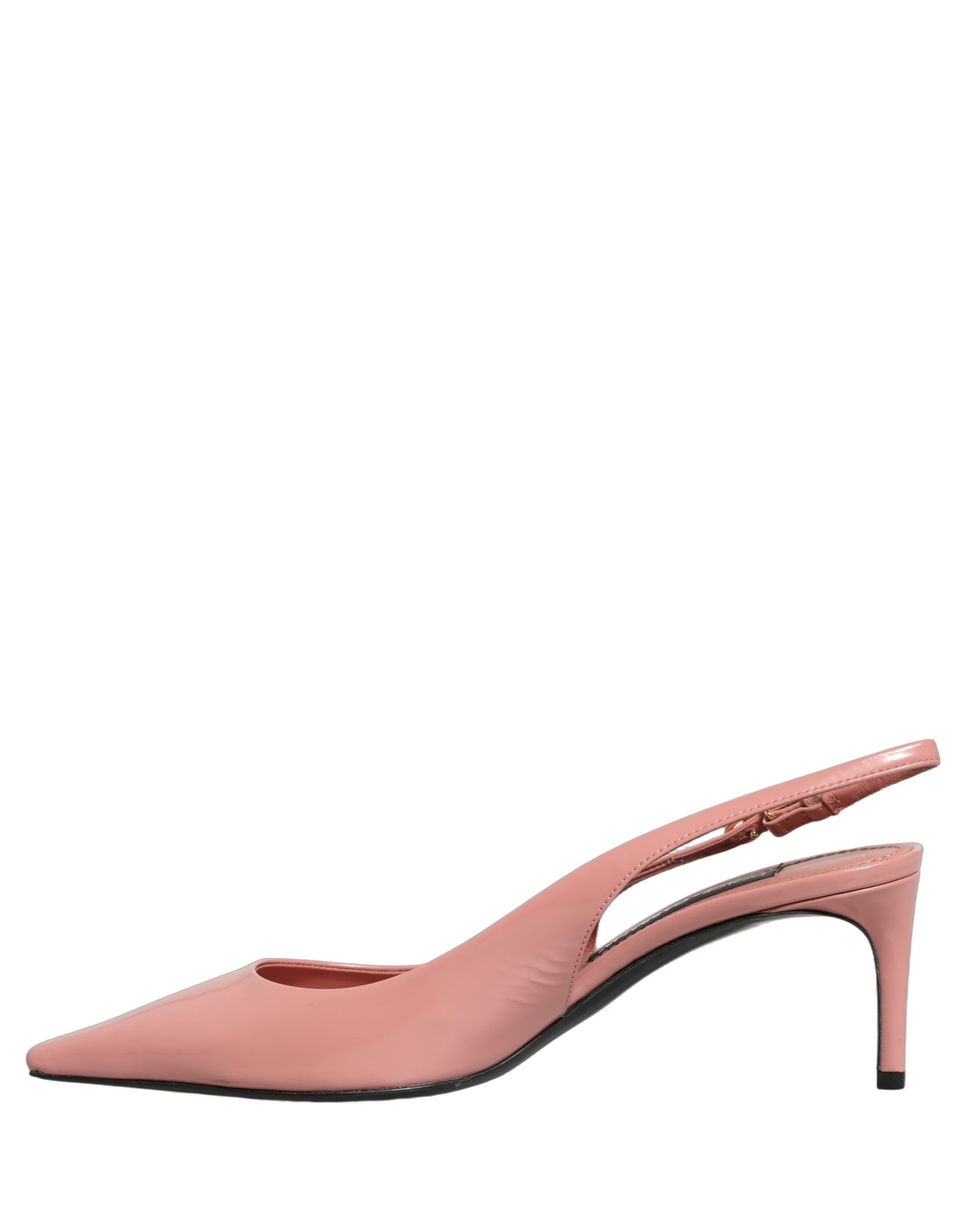 Pink Leather Mid Heels Slingbacks Shoes