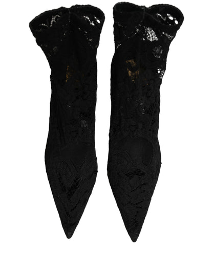 Black Socks Taormina Lace Pumps Boots Shoes