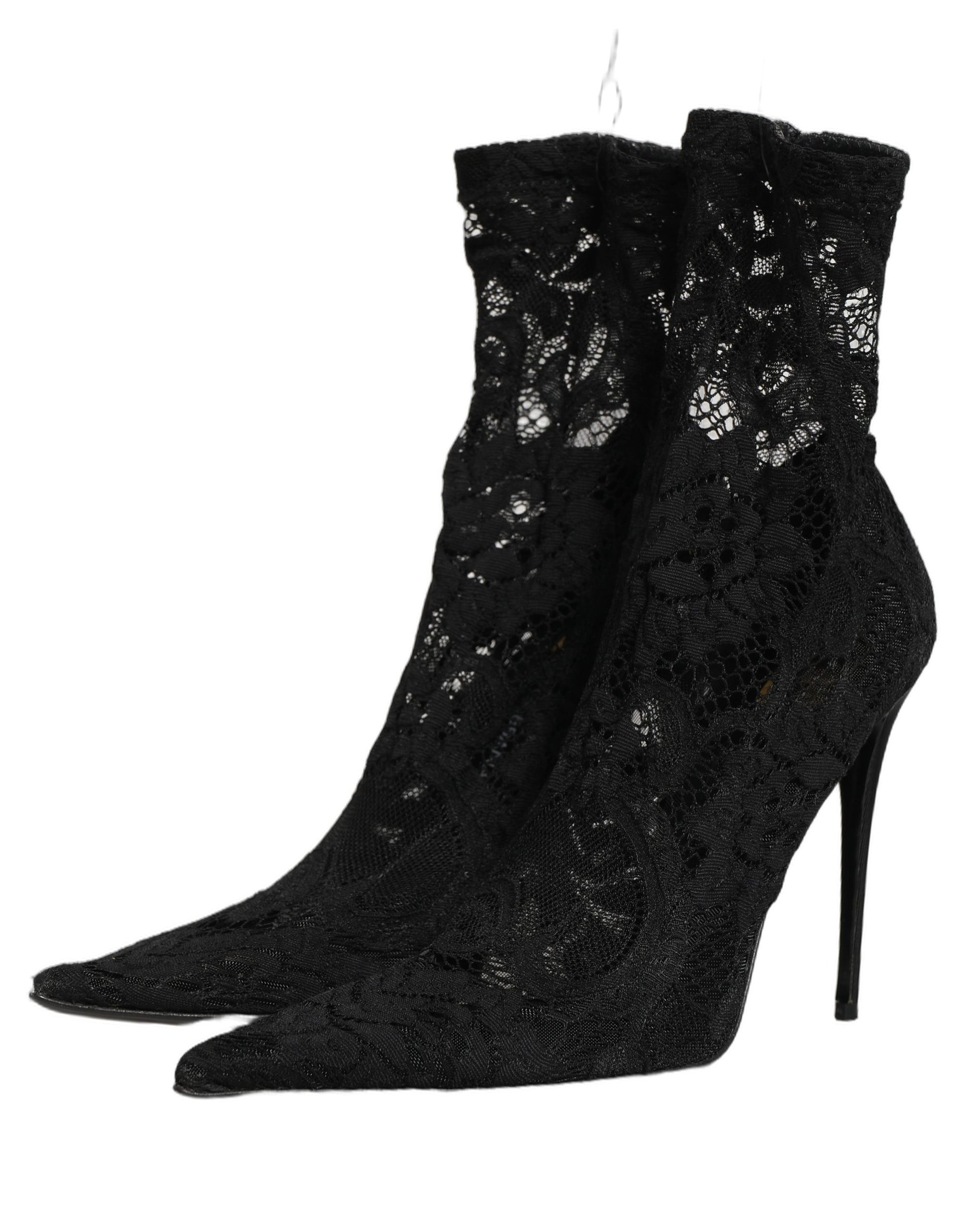Black Socks Taormina Lace Pumps Boots Shoes