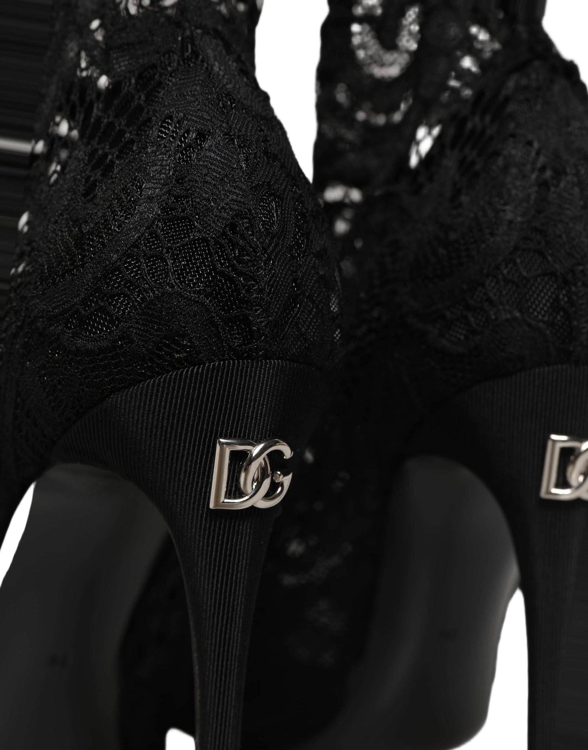 Black Socks Taormina Lace Pumps Boots Shoes