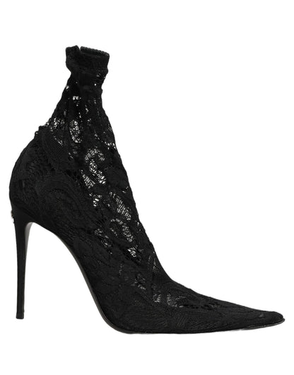 Black Socks Taormina Lace Pumps Boots Shoes