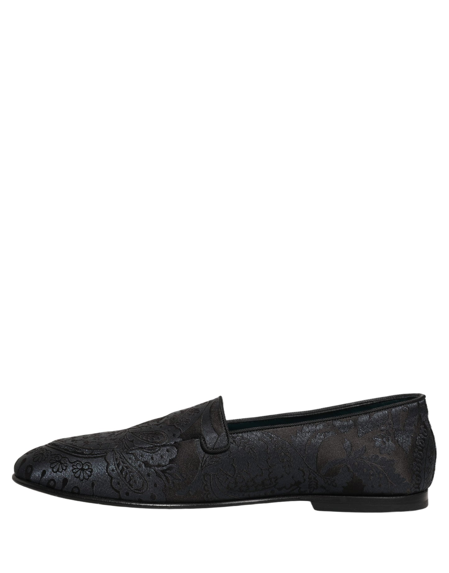 Blue Jacquard Leather Slip On Loafers Shoes