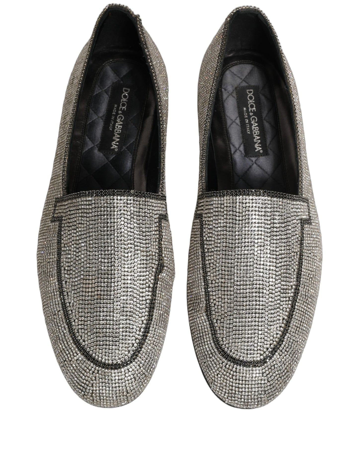 Silver Crystal Embellished Men Loafers Shoes