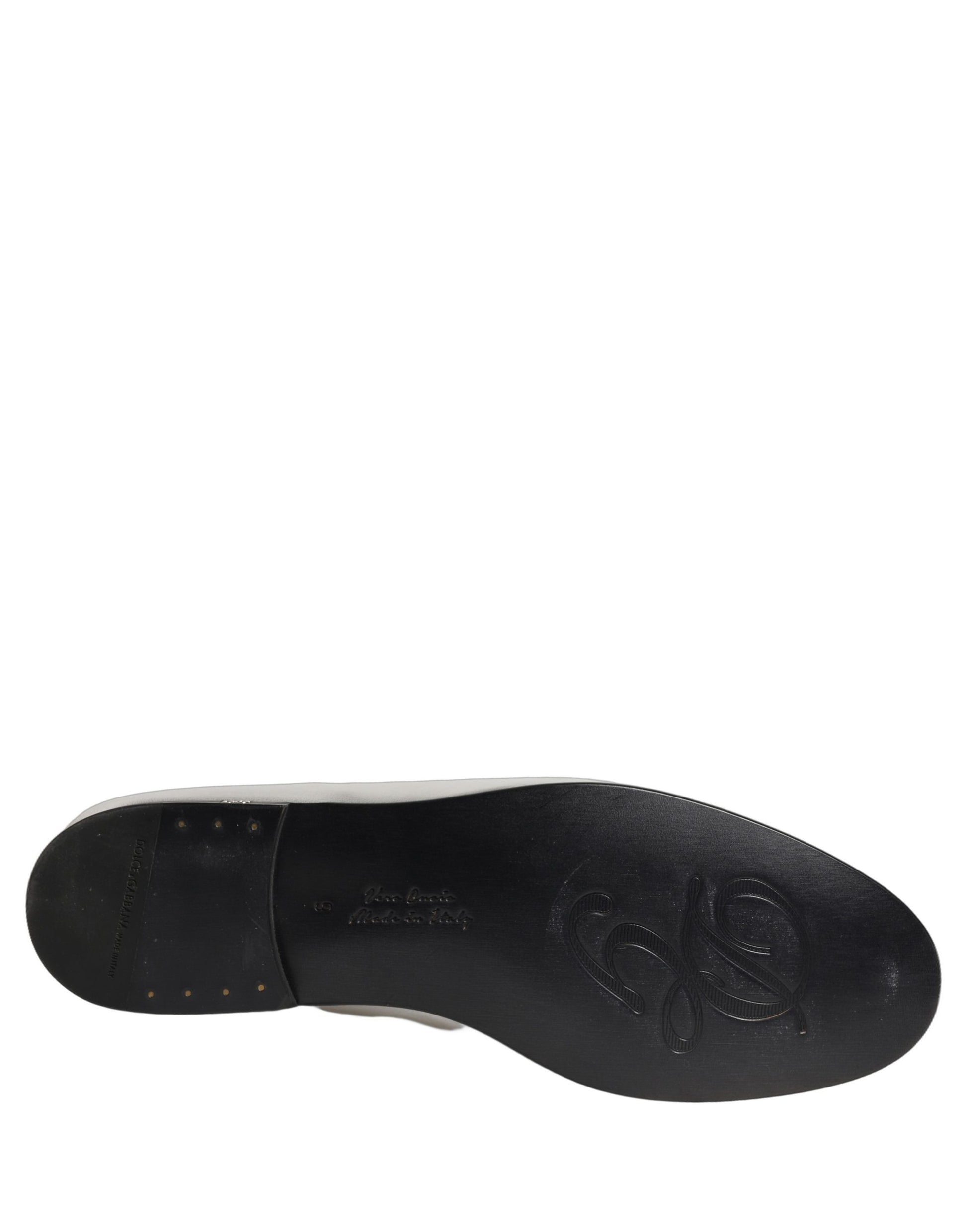 Silver Leather DG Logo Slip On Loafers Shoes