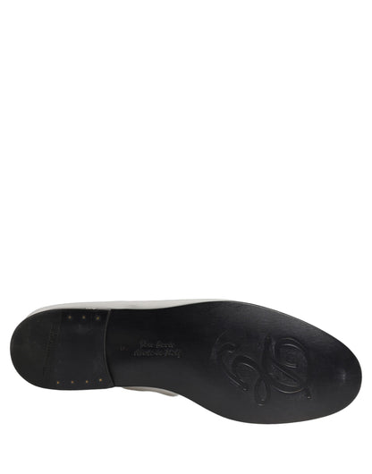 Silver Leather DG Logo Slip On Loafers Shoes