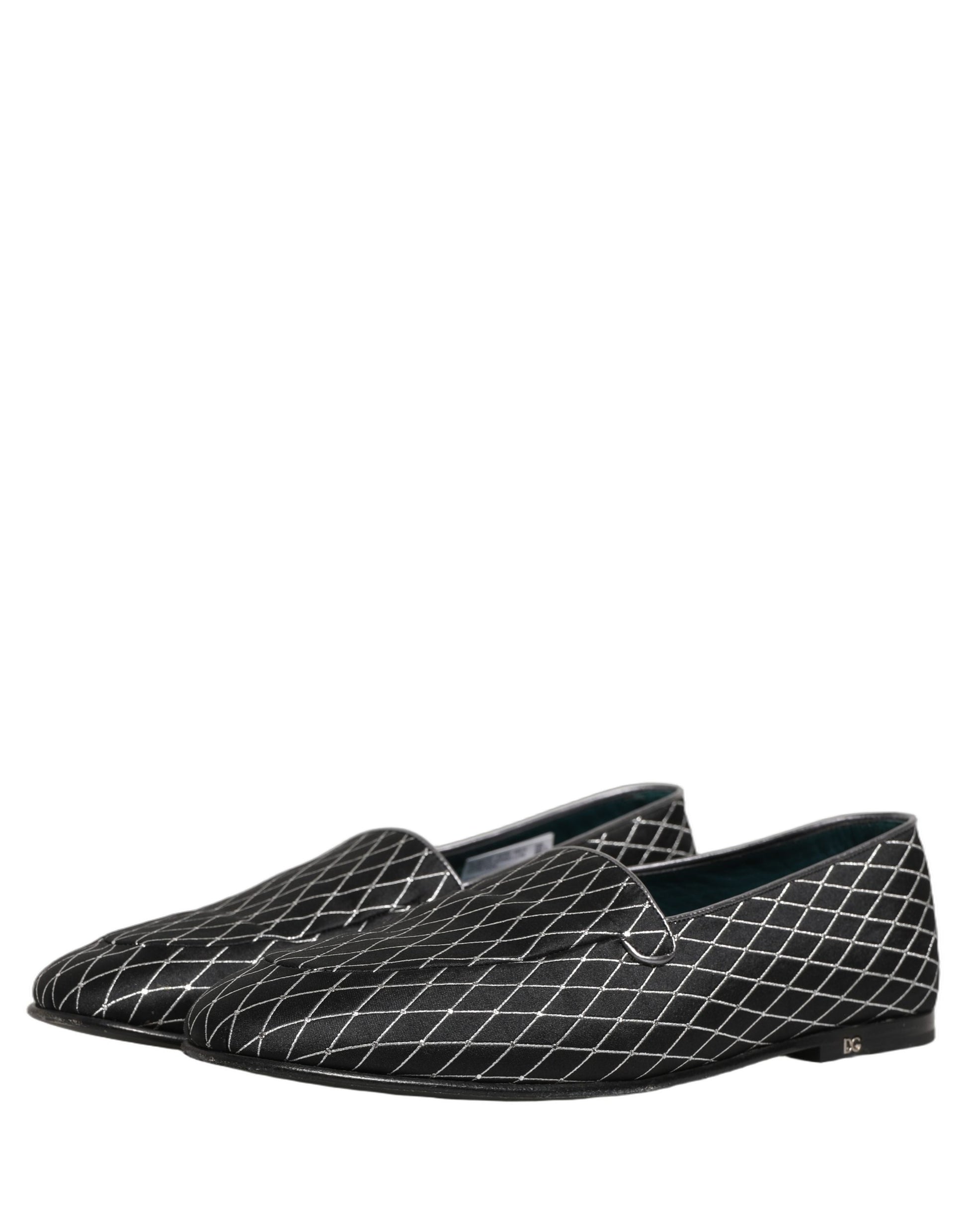 Black Velvet Diamond Stitched Loafers Shoes