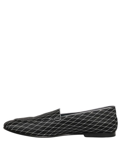 Black Velvet Diamond Stitched Loafers Shoes