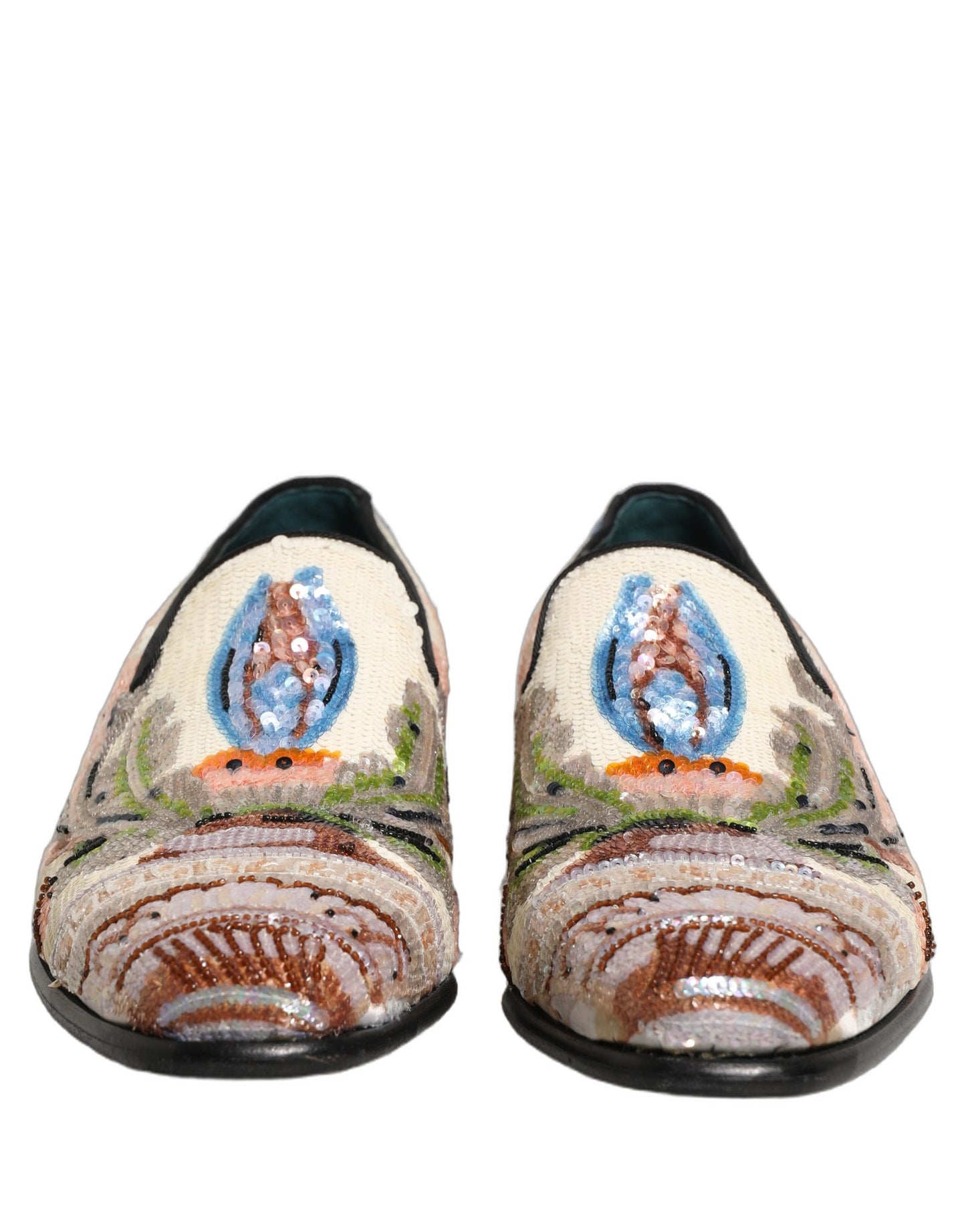 Multicolor Sequin Embroidered Loafers Shoes
