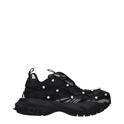 Black Fabric Chunky Sneakers