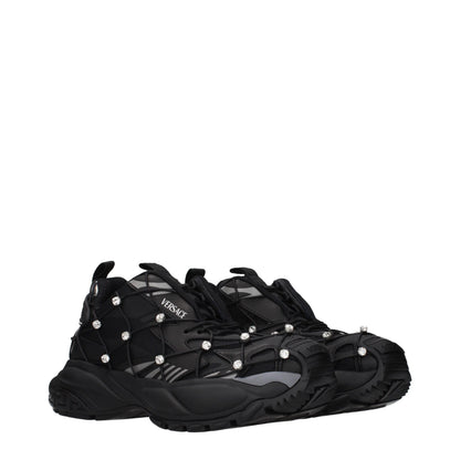 Black Fabric Chunky Sneakers