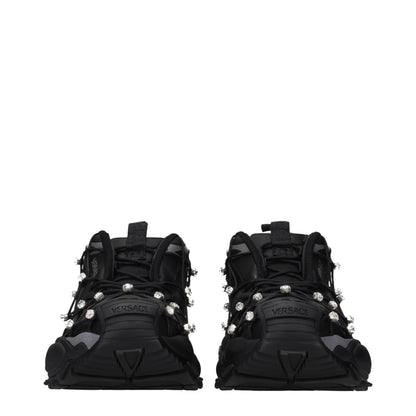 Black Fabric Chunky Sneakers