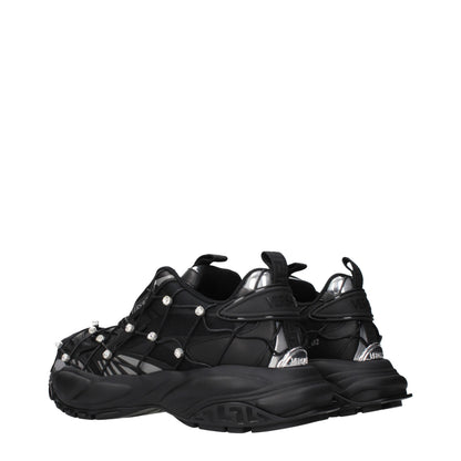 Black Fabric Chunky Sneakers