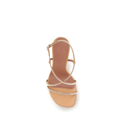 Beige Calf Leather Bos Taurus Stiletto Heel Sandals