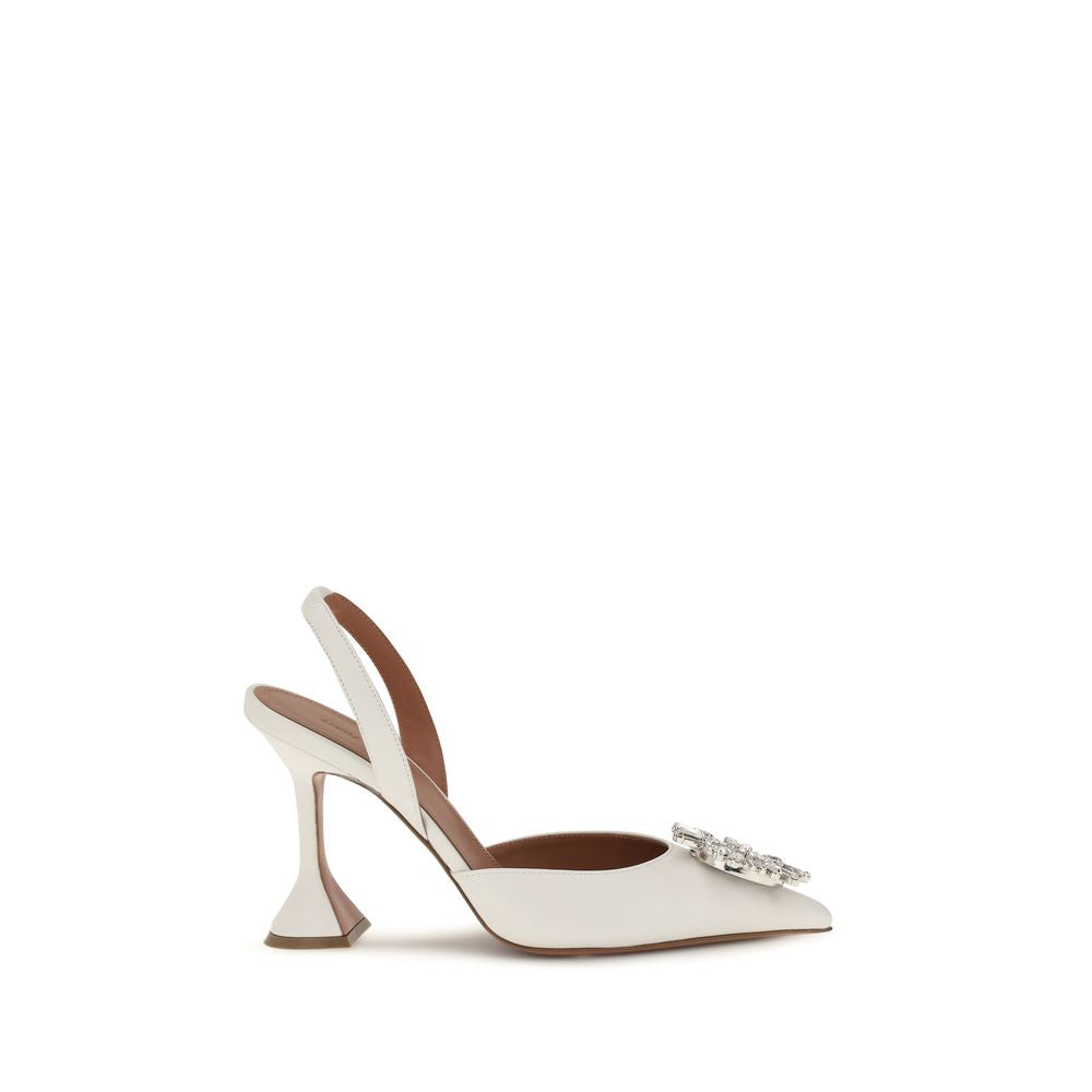 White Calf Leather Bos Taurus High Heel Pumps
