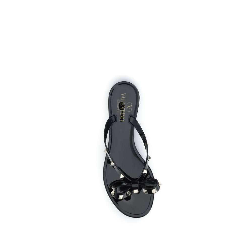 Black Cotton Flip-Flop Sandals