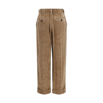 Brown Viscose Casual Pants
