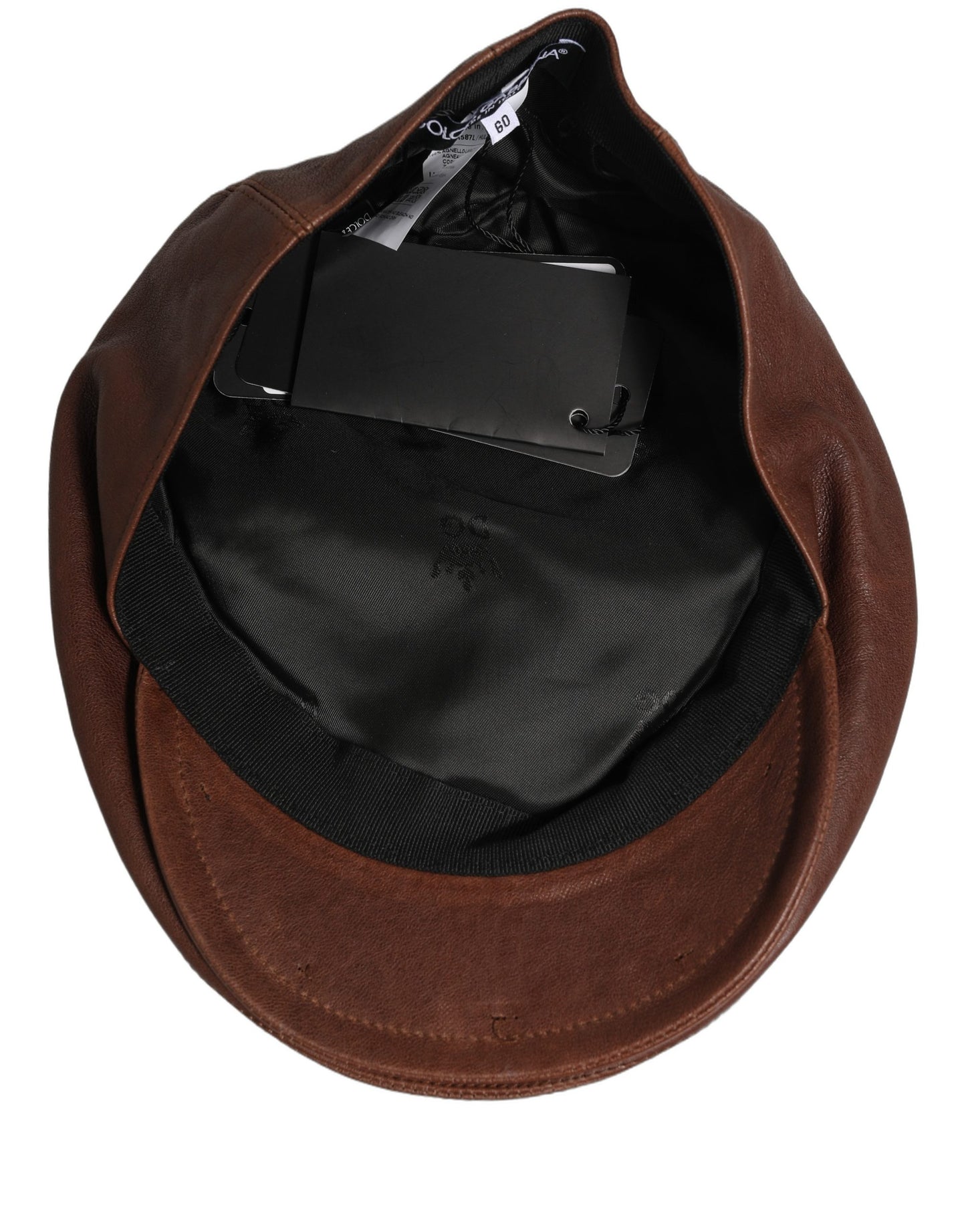 Men Brown Lamb Leather Newsboy Cloth Capello Hat