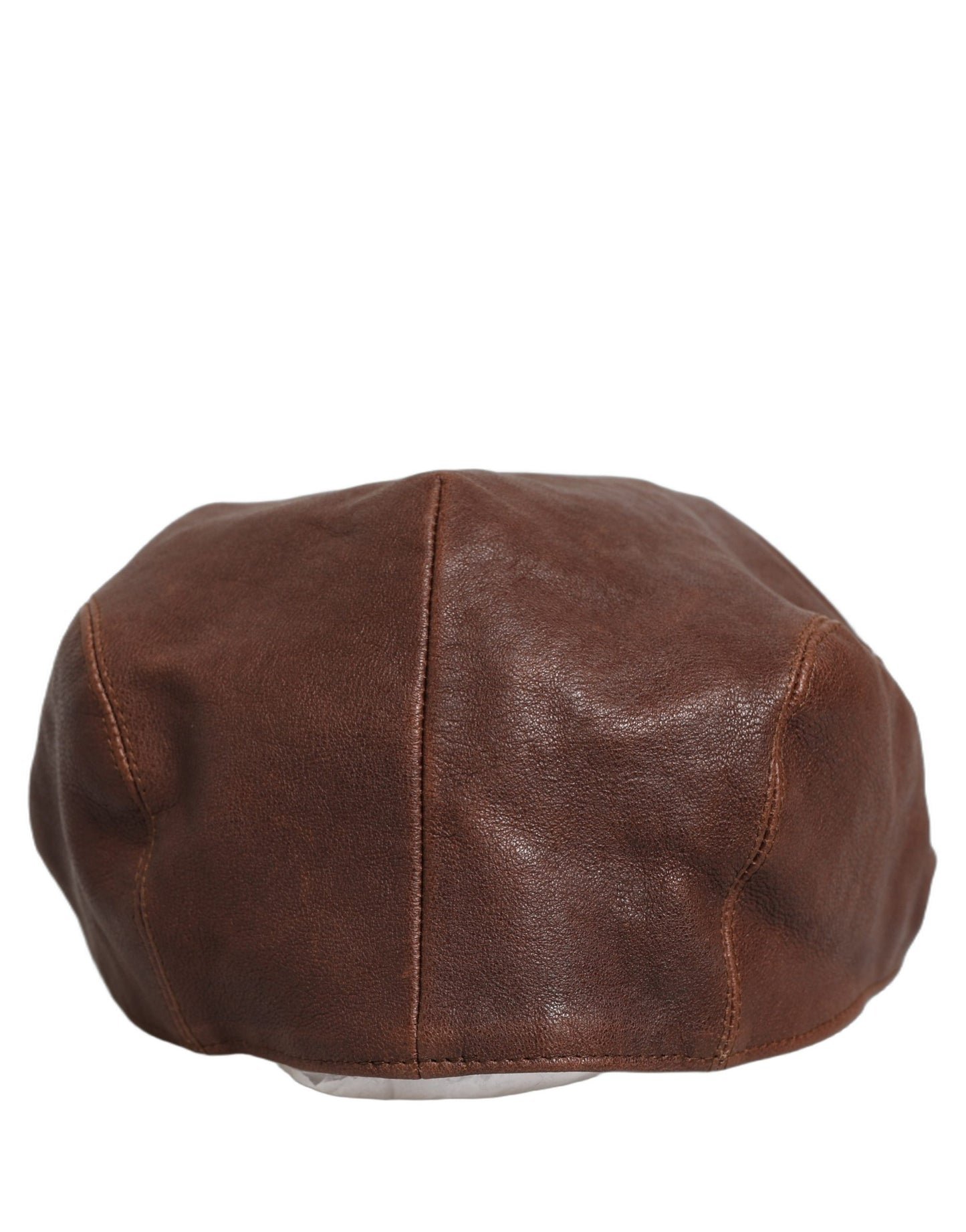 Men Brown Lamb Leather Newsboy Cloth Capello Hat