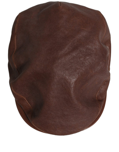 Men Brown Lamb Leather Newsboy Cloth Capello Hat