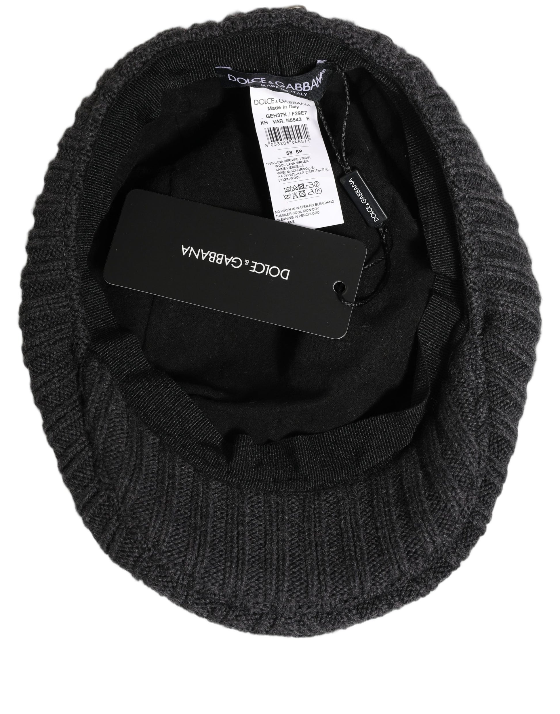 Men Dark Gray Wool Knitted Newsboy Capello Hat