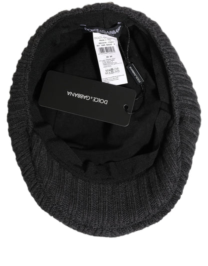 Men Dark Gray Wool Knitted Newsboy Capello Hat