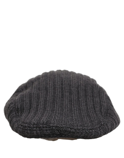 Men Dark Gray Wool Knitted Newsboy Capello Hat