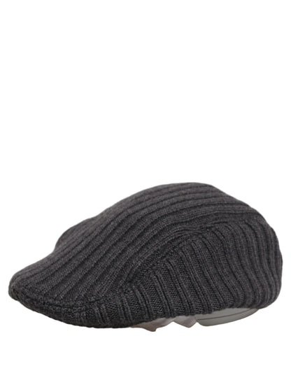 Men Dark Gray Wool Knitted Newsboy Capello Hat