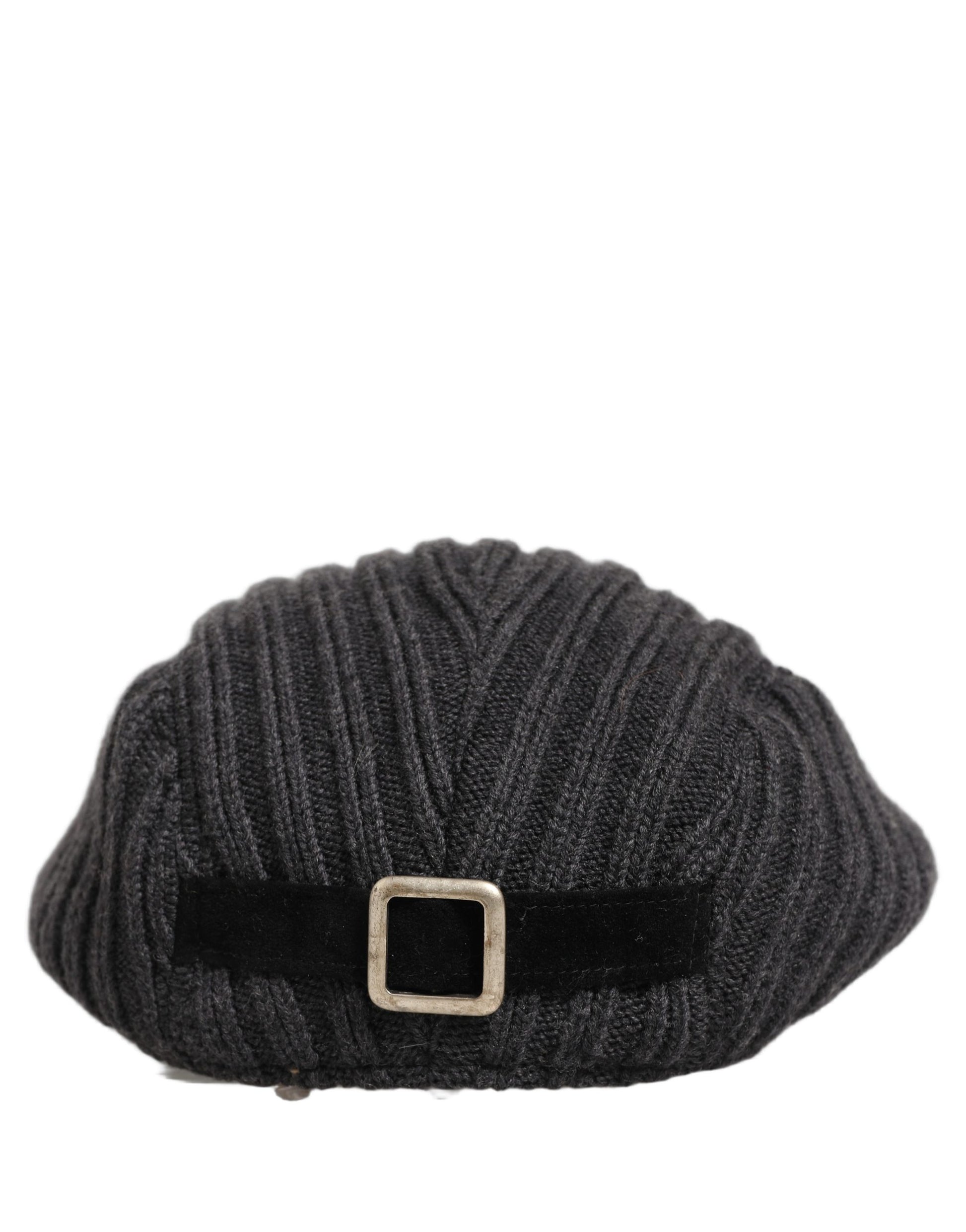 Men Dark Gray Wool Knitted Newsboy Capello Hat