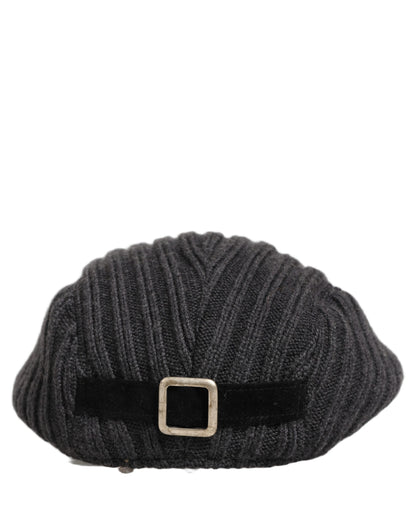 Men Dark Gray Wool Knitted Newsboy Capello Hat