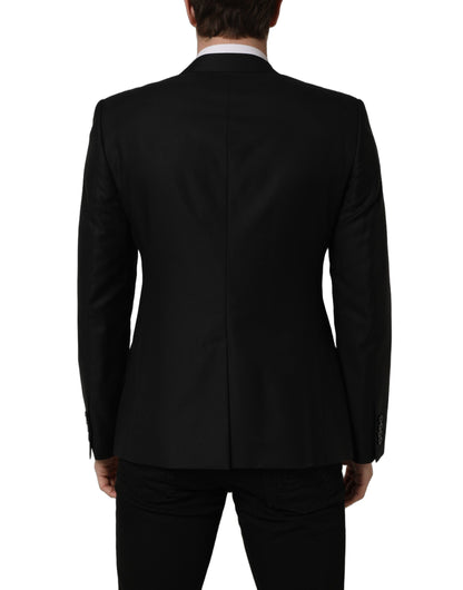 Black Wool Single Breasted Blazer Jacket