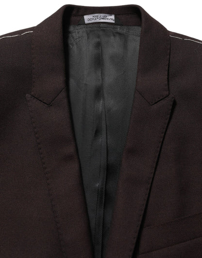Brown Wool GOLD Single Breasted Men Jacket