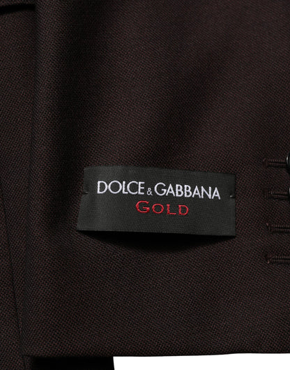 Brown Wool GOLD Single Breasted Men Jacket