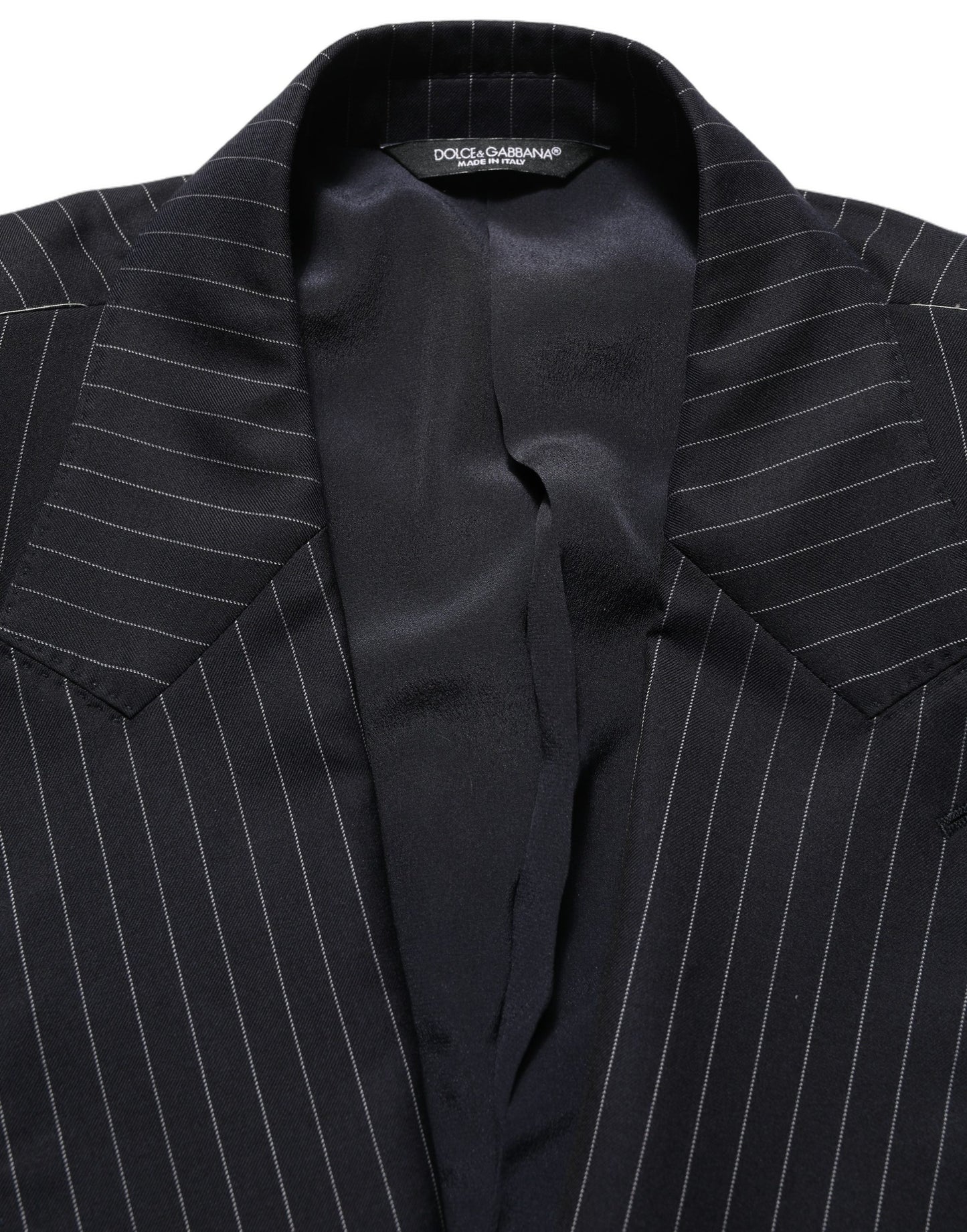 Black Stripes Wool Double Breasted Jacket