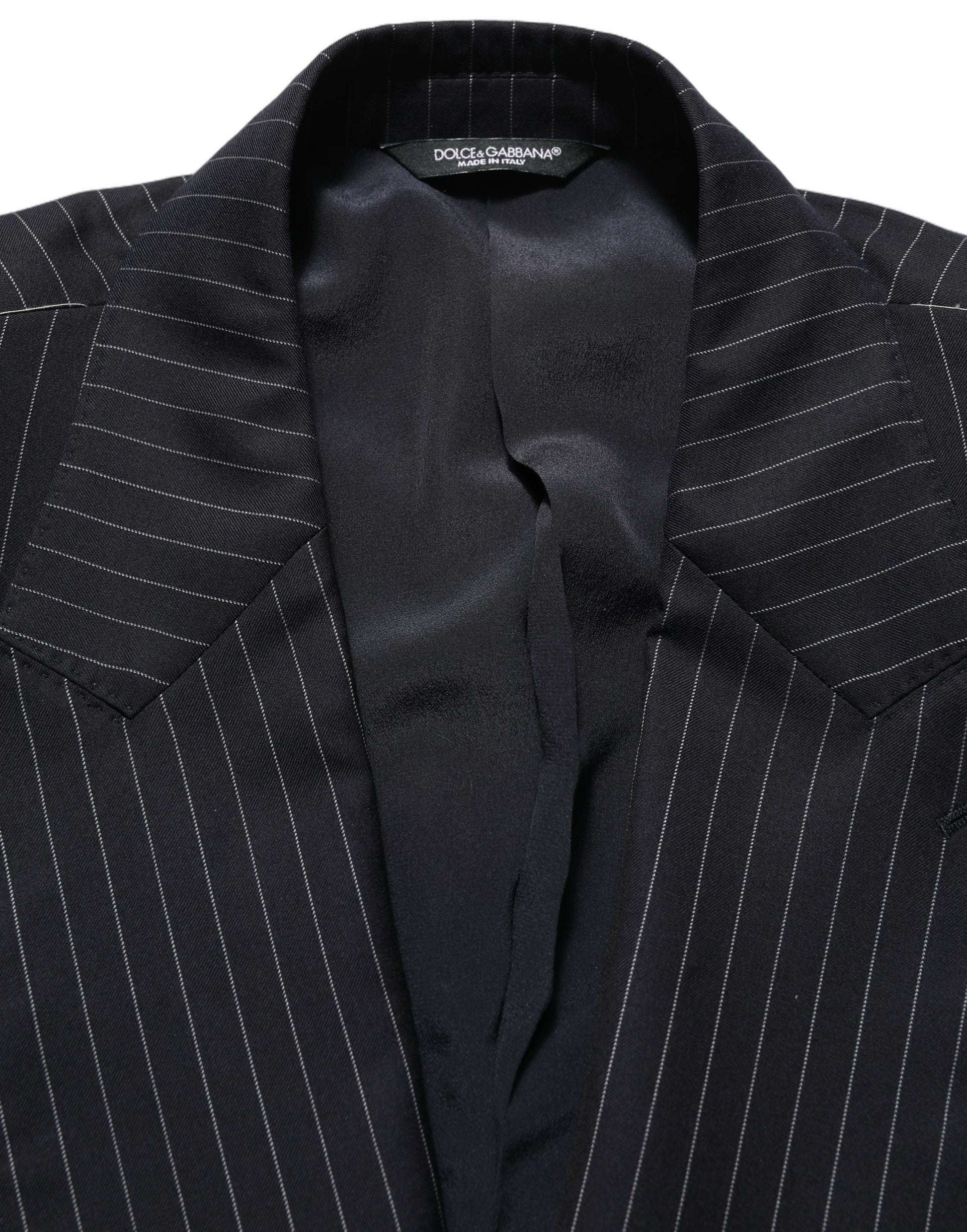 Black Stripes Wool Double Breasted Jacket
