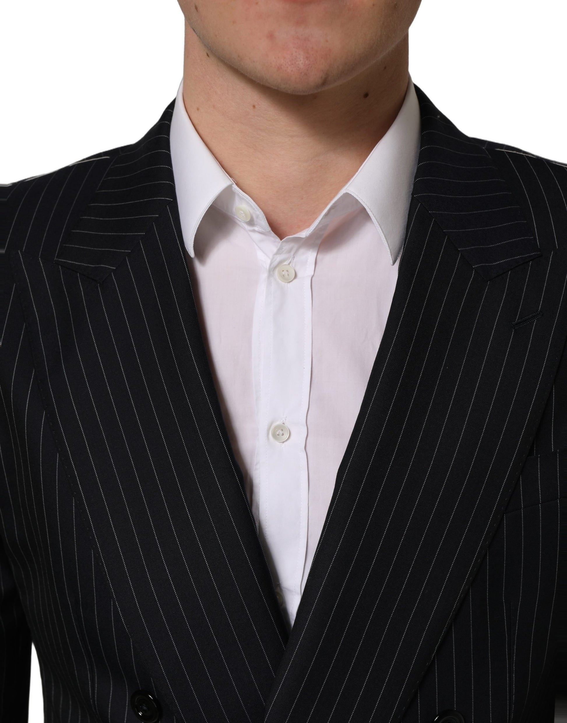 Black Stripes Wool Double Breasted Jacket