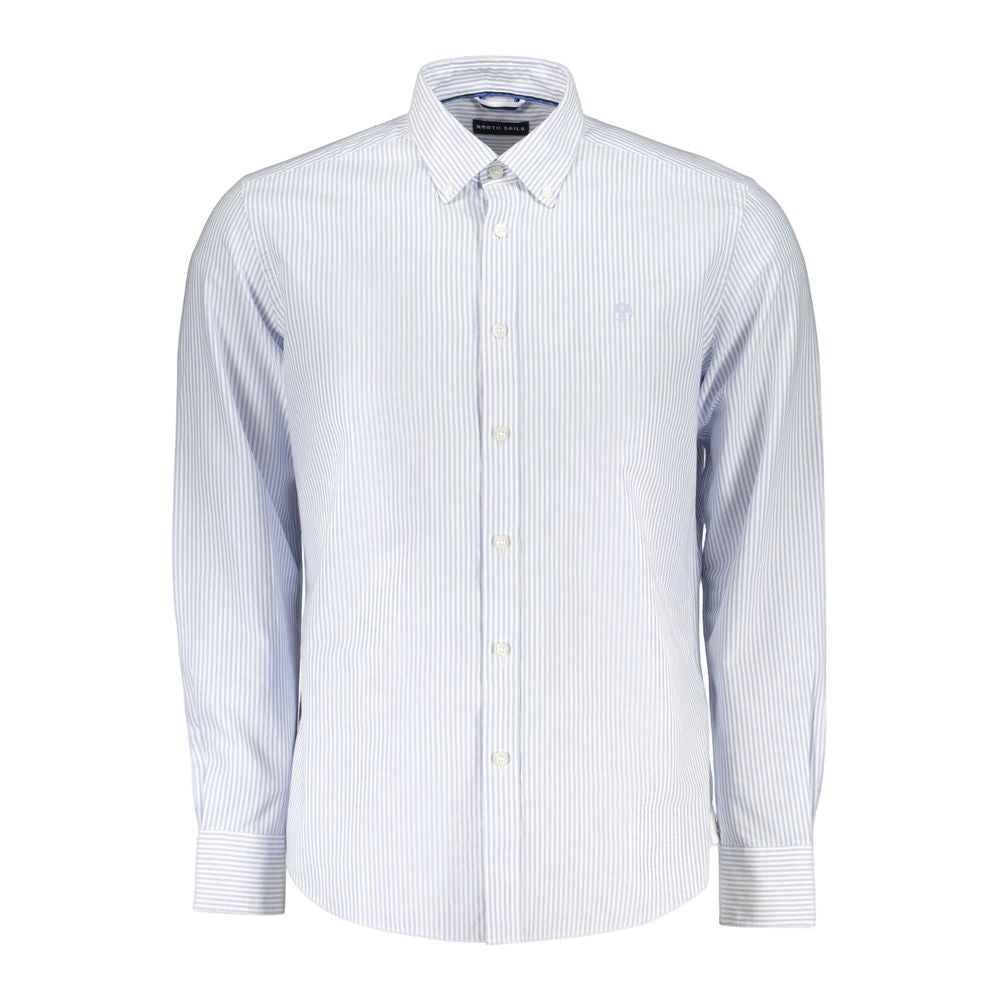 Azzurro Cotton Men Shirt with Long Sleeves and Button-Down Collar
