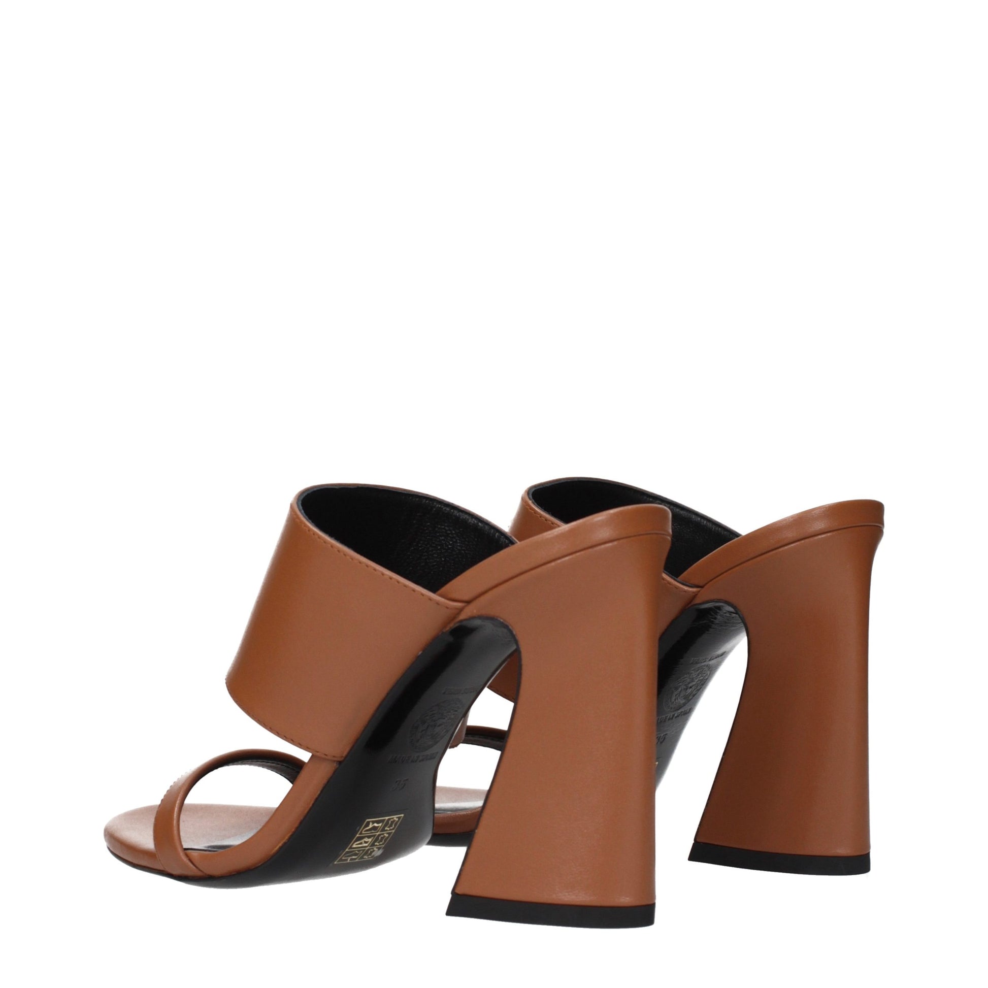 Brown Leather Stiletto Heel Sandals